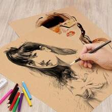 50 Sheets A4 Brown Kraft Paper, Thick Cardboard Cover, Suitable For Painting And Handicrafts - 50pcs - View 4