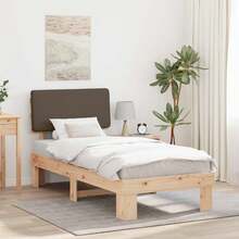 vidaXL Bettgestell Mit Gepolstertem Kopfteil In Taupe, 90 X 200 Cm - Grey - View 1