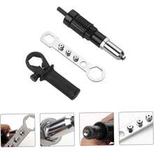 Pop Rivet Gun Tool, Professional Cordless Riveter Adapter Kit Riveter Nut Tool Drill Attachment For Cordless Electric Power Drill (4 Threaded Head Sizes: 2.4/3.2/4.0/4.8mm) - Black - View 7