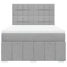 vidaXL Boxspringbett Mit Matratze, Hellgrau, 140x200 Cm, Stoff - Grey - View 4