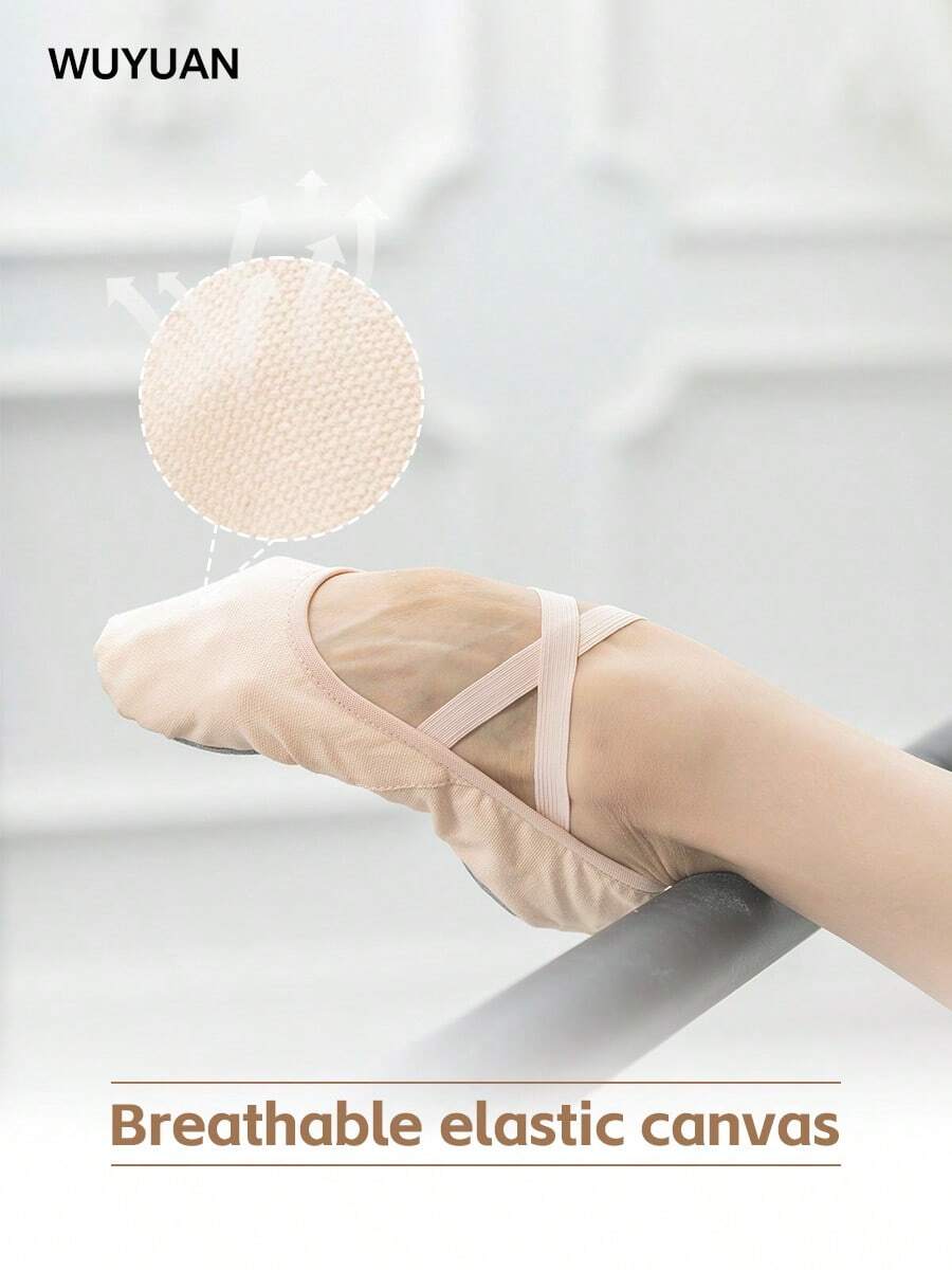 Zapatos de ballet de lona para mujer, zapatos de bailarina profesional sin cordón - Rosa - Ver 1