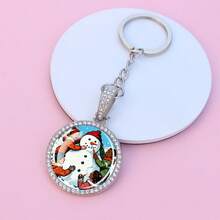1pc Rhinestone-Encrusted Snowman Keychain, Multi-Scenario Snowman Designs With Silver-Tone Key Ring, Holiday Accessory For Christmas And Winter Enthusiasts - Silver - View 8