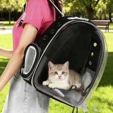 New Cat Bag, Space Capsule Cat Bag, Portable Backpack, Large Capacity, Panoramic Transparent Design, Suitable For Cats, Dogs, And Rabbits. - 黑色 - 查看 3