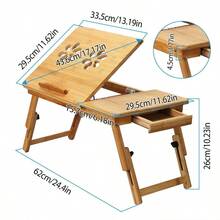 Portable Laptop Desk Lap Bed Tray Heavy Duty Adjustable Table Stand Bamboo Desk - như hình ảnh - Xem 2