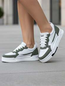 Jade Women's Casual White Sneaker With Suede Details And Comfort Street Sole 623-GG - 軍綠色 - 查看 9