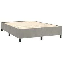 vidaXL Boxspringbett Mit Matratze, Hellgrau, 140x190 Cm, Samt - Grey - View 4