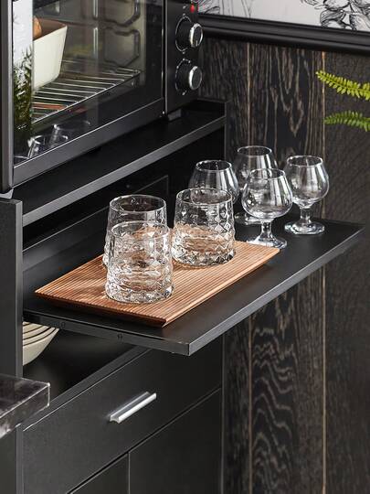 SoBuy FSB09 SCH, Mobile Kitchen Cabinet Microwave Oven Storage Trolley Dining Room On Wheels, Zwart view 4