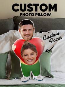 1个定制照片抱枕 - 家居装饰抱枕，情侣、男女朋友的理想礼物 - 适合情人节、圣诞节、感恩节、万圣节和其他节日