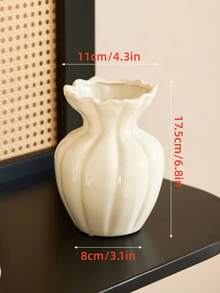 1pc Cream-Color Ceramic Vase, Bohemian Style, Tabletop Flower Vase, Suitable For Room, Home, Kitchen, Wedding, Dining Table, Office, Garden, Outdoor Decor, Home Decor, Room Decor, Glass Vase - Multicolor - View 9