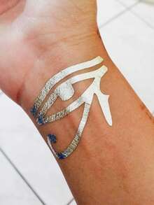 2 Sheets Body Art Temporary Tattoos Suitable For Women Or Men, Gold Foil Tattoos, European And American Style Geometric And Eye Patterns, Waterproof Fake Tattoos, Lasting 2-5 Days, Can Be Used On Hands, Arms, Neck, Shoulders, Chest, Waist, Legs, And Back, Suitable For Festivals, Parties, Gifts, Vacations, Music Festivals,Body Decoration. - Multicolor - View 8