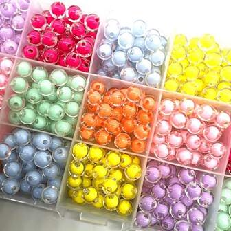 30-50 piezas de cuentas acrílicas multicapa de 8-10 mm de colores vibrantes para hacer joyas exquisitas, pulseras de pareja de estilo lindo y femenino, cadenas de teléfono, suministros de manualidades hechos a mano con un efecto brillante y chispeante