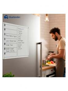 Juego de 2 Pizarrones Magnéticos Transparentes para Refrigerador con Rotuladores y Bloques Magnéticos, Ideal para Organización y Notas (30x40 cm). Bluelander