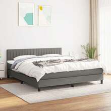 vidaXL Boxspringbett Mit Matratze, Dunkelgrau, 180x200 Cm, Stoff - Xám - Xem 1