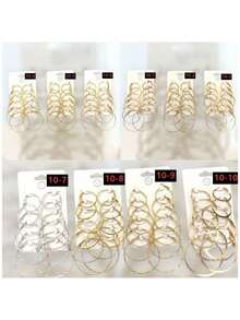 Z.W BIJUX - 6 Pairs Of Round, Oversized Black Earrings In A Rock Style. - 銀色 - 查看 5