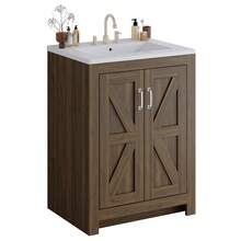 ONBRILL Vabches Bathroom Vanity With Sink Set,  24 Inch / 30 Inch Modern Bathroom Cabinet With Ceramic Basin & Doors, Freestanding Storage Cabinet With Adjustable Shelf, Vintage Vanity With Ceramic Sink - 駝色 - 查看 6