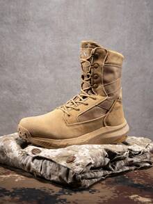 Men's 8-Inch Tactical Military Work Boots - Breathable Leather With Side Zipper, Lightweight For Hiking, Motorcycle, And Combat - Đồng - Xem 8