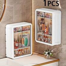 Wall Mounted Bathroom Non-Porous Dustproof Cosmetic Storage Box, Bathroom Wall Mounted Toilet Cabinet, Storage Rack - 白色 - 查看 5