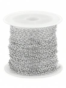 16.4ft 2mm 304 Stainless Steel Chains Flat Cable Link Chain Bulk For Jewelry Making DIY Craft - 銀色 - 查看 1