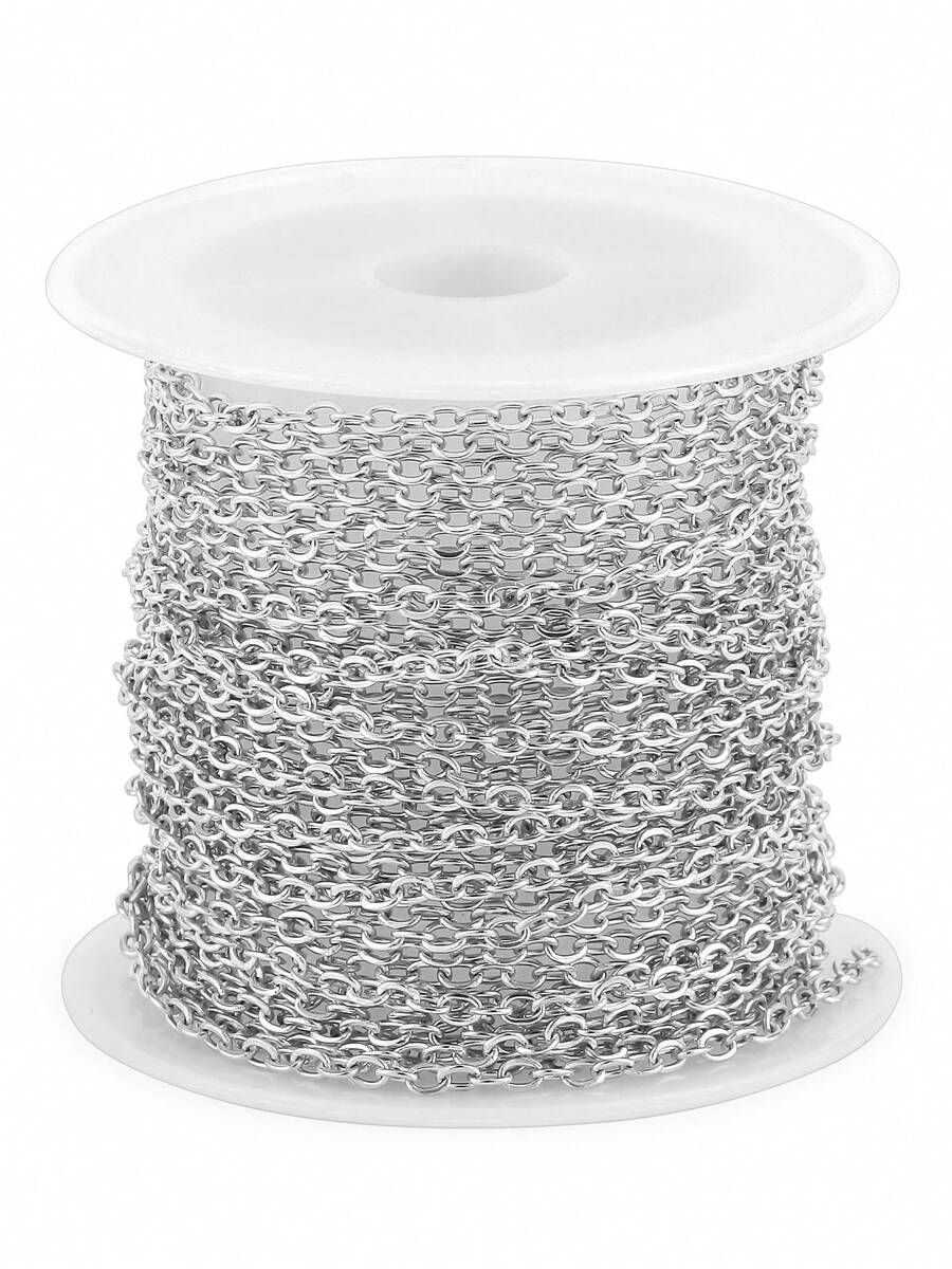 16.4ft 2mm 304 Stainless Steel Chains Flat Cable Link Chain Bulk For Jewelry Making DIY Craft - 銀色 - 查看 1
