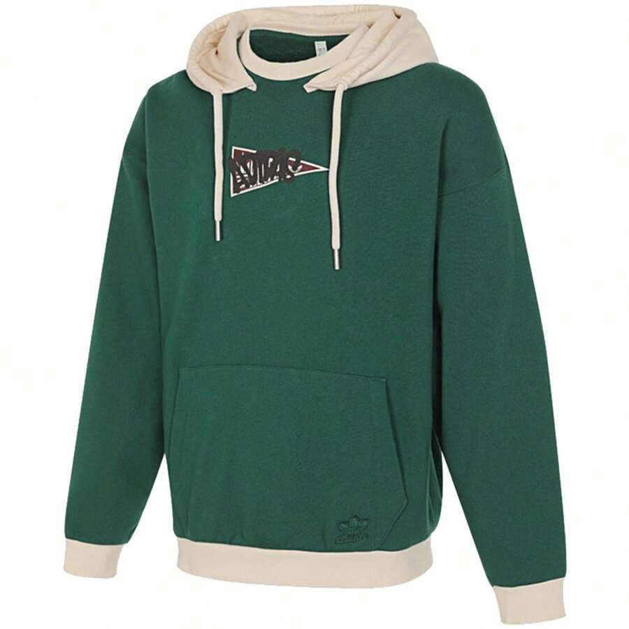 Adidas 男士时尚百搭针织连帽卫衣，休闲运动套头衫，HY7222 - 深綠 - 查看 1