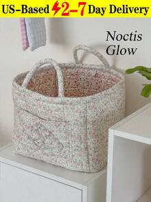Decorative Quilted Floral Print Storage Basket, Collapsible Fabric Organizer – Premium Cotton Linen Blend Material With Quilted Texture And Elegant Flower Design, Exquisite Stitching For Durability, Collapsible Design For Convenient Storage, Suitable For Bedroom Living Room Bathroom Kitchen Nursery And Entryway, Ideal For Organizing Toys Clothes Towels Books Cosmetics Snacks And Daily Necessities, Structured Shape Stands Upright Without Support, Soft Fabric Won't Scratch Surfaces, Enhances Home Decor With Warm And Romantic Aesthetic, Easy To Clean And Long-Lasting, Perfect Gift For Housewarmings Birthdays Christmas And Thanksgiving - 彩色 - 查看 14