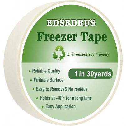 GSYY EDSRDRUS Freezer Tape To Wr On 1in X 90ft Wh Low Temperature Reance Re No Residue Freezer Tape For Food Containers Refriger Food Labels Container Labels