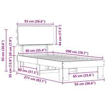vidaXL Bettgestell Mit Gepolstertem Kopfteil In Taupe, 90 X 200 Cm - Grey - View 11