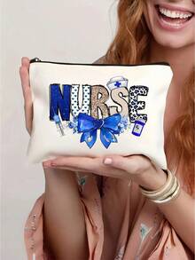 护士主题化妆包及旅行必备包，耐用白色拉链包，适合医护人员使用，轻便涤纶材质，可收纳化妆品、洗漱用品、铅笔盒等，是送给女性的理想礼物，也是圣诞礼物的完美之选。此外，它还可用作药品收纳包、旅行药品收纳袋、户外便携式旅行必备急救包。 - 彩色 - 查看 15