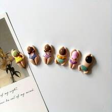 6pcs/12pcs Cute Resin Swimming People Fridge Magnets, Home Decor Magnets - Multicolor - View 5