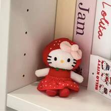 三丽鸥草莓Hello Kitty毛绒玩偶，草莓KT包包挂饰，Kitty毛绒钥匙扣，生日礼物 - 紅色 - 查看 7