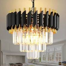 1pc Modern Crystal Pendant Light, Gold Chandelier, 3-Tier Round Crystal Ceiling Light, Elegant Contemporary Flush Mount Lighting Suitable For Bedroom, Hallway, Bar, Living Room, Dining Room, Farmhouse, E27 Socket (Bulb Not Included) - Crystal Chandelier - View 15