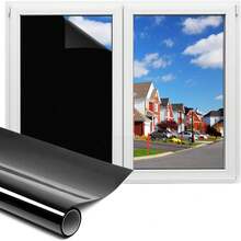 1Piezas-40x500CM Película de Vinilo para Ventanas Privacidad y Bloqueador de Luz Diurna Vinilo Adhesivo Negro para Ventana Window Film Película Térmica para Ventanas Aislante de Calor y Polarizado para Casa - Negro - Ver 1