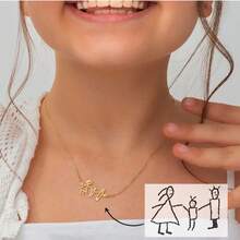 1pc Customized Minimalist Line Drawing Stainless Steel Memorial Necklace - Gold Painting Necklace - View 7
