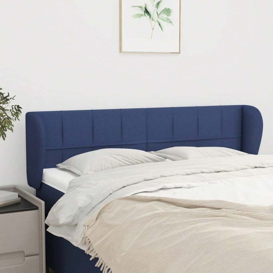 vidaXL Kopfteil Mit Ohren, Blau, 147x23x78/88 Cm, Stoff - Blu - Visualizzare 1