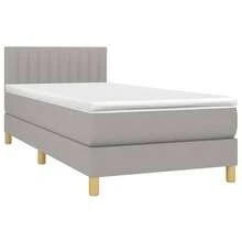 vidaXL Boxspringbett Mit Matratze, Hellgrau, 100x200 Cm, Stoff - Grey - View 3