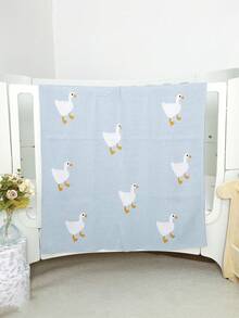 Chăn cho bé sơ sinh 100% cotton, dùng được cả bốn mùa, họa tiết thiên nga lớn dễ thương, khăn quấn cho bé, chăn xe đẩy, vật dụng cần thiết cho bé. - xanh nhạt - Xem 3