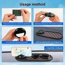 2025 New Multifunctional Car Dashboard Anti-Slip Mat With Temporary Parking Number, Universal Rotatable Car Anti-Slip Mat Phone Holder, Auto Accessories, Dashboard Organizer, Compact Design, Fashionable Car Accessories, Plastic, Car Storage Box, For Drivers And Commuters - Multicolor - View 5