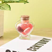 1 件空迷你玻璃心形瓶带软木塞，小玻璃瓶罐适用于 DIY 艺术工艺品项目装饰派对用品婚礼最佳 - 白色 - 查看 6