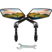 2pcs 360° Adjustable Bike Mirrors For Handlebars, Scratch-Resistant Glass Lens, Fit Safety Rear View Mirrors With ABS Mounting Brackets & Screws Included, Black, Enhanced Visibility Gear - Black - View 2