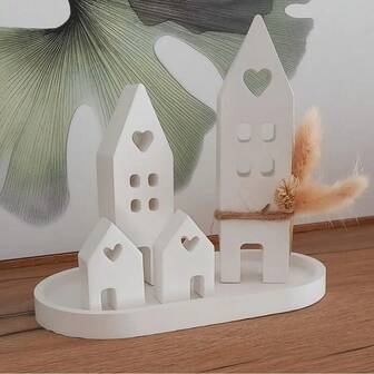 3 piezas Moldes de arcilla DIY, Bandeja ovalada, Moldes de silicona para decoración del hogar, Portavelas de yeso