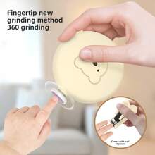 1pc Electric Nail Polisher For Baby With Nail Cutter 6 Polishing Head Without Battery Bear Pattern Button