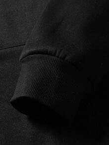 Men's Autumn And Winter Casual Spider Web Letter Print Hoodie Pullover Thick Long-Sleeve Warm Top - màu đen - Xem 6