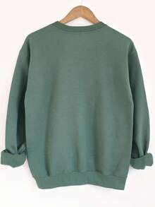 New Women's Sweatshirt Casual Long Sleeve Round Neck Sweater - "Keeper Of The Gender" Print, Heather Gray With Blue And Pink Details, Machine Washable Pullover For Spring/Autumn Loose And Comfortable - 綠色的 - 查看 2