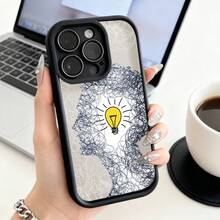 Funda de teléfono con diseño de cerebro de bombilla para  15 Pro Max,  14 Plus,  13 Mini,  12,  Galaxy S23 Ultra, S22, S21, S20, protector de teléfono, funda de pareja, regalo para él y ella, San Valentín, cumpleaños, aniversario. - Negro - Ver 2