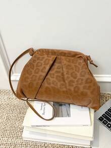 时尚休闲复古豹纹通勤单肩斜挎包 - 棕色 - 查看 1