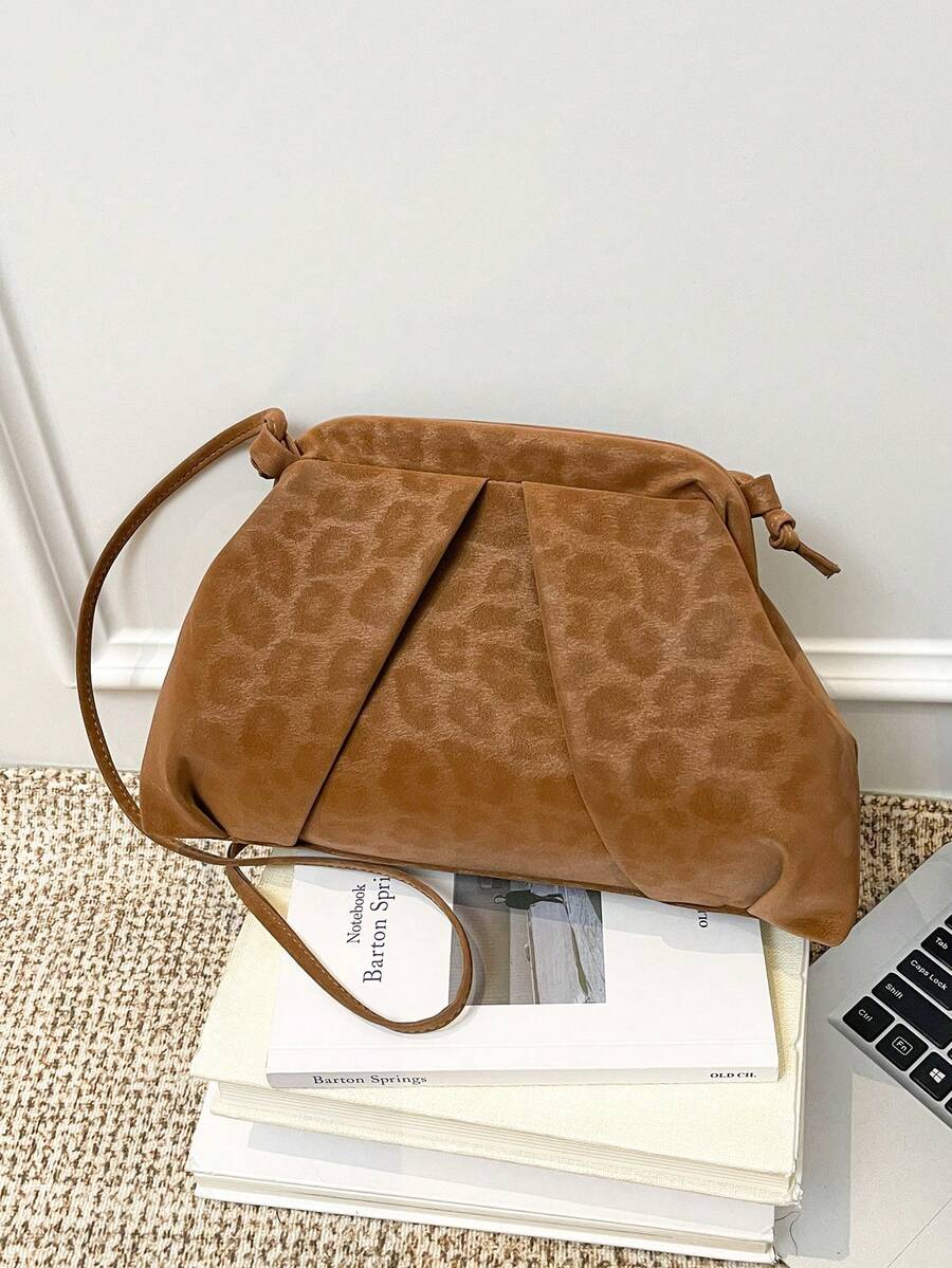 时尚休闲复古豹纹通勤单肩斜挎包 - 棕色 - 查看 1