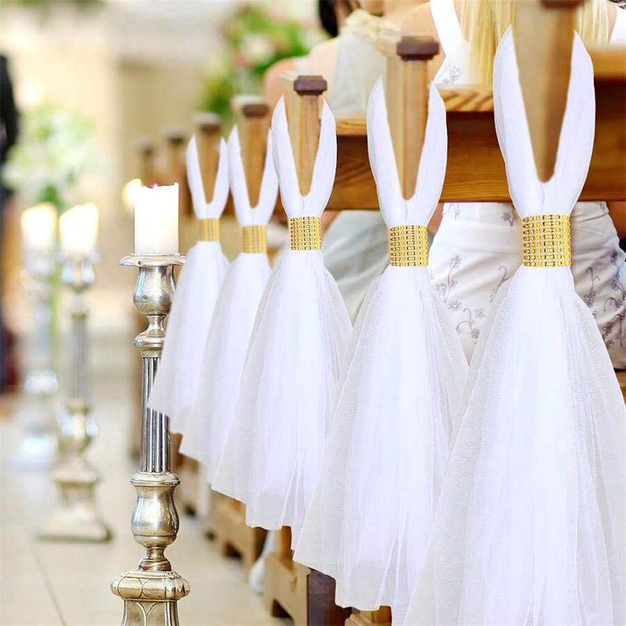 Wedding Aisle Decorations For Ceremony Church Decorations For Weddings Party Bench Pew Aisle Decor - 金 - 查看 1