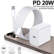 Cargador Apple súper rápido de 20W, adaptador de viaje de carga rápida con cable tipo C a Lightning de 2m/6.6ft, compatible con iPhone 14/13/12/11/X XR/SE/iPod, cargador de teléfono de alta potencia - Tipo de Enchufe A USA (110-127V) - Ver 2