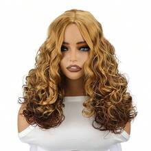 18 Inch Shawl Large Wave Roll Chemical Fiber Hair For Women With Bangs Fashion Women's Synthetic Wig For Daily Or Holiday Party Wear - Multicolor - View 13