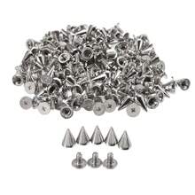 200 Silver Metal Bag Studs Cone Punk Spike Spots Rivet Screw Bullet Leather DIY - Silver - View 10